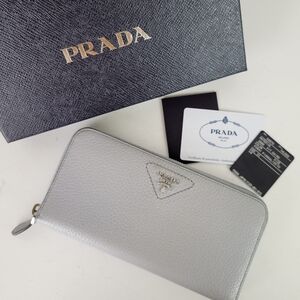 PRADA Vitello Diano Gray Continental Wallet